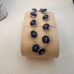 Sterling Silver marked 925 Blue Evil Eye Bracelet